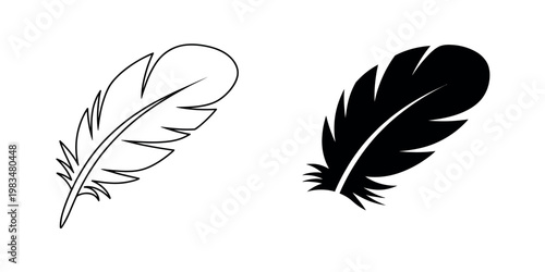 Feather icon vector illustration bird feather symbol line and solid style design isolated on transparent background