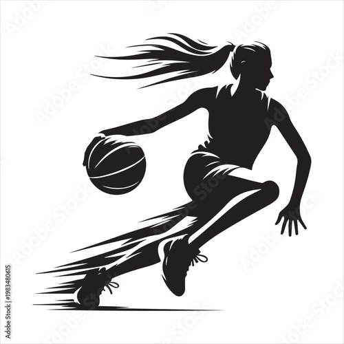 Basketball player abstract silhouette outline logo design concept illustration idea
