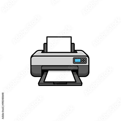 Graphic illustration of an office inkjet printer with digital display