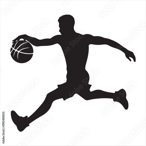 Basketball player abstract silhouette outline logo design concept illustration idea