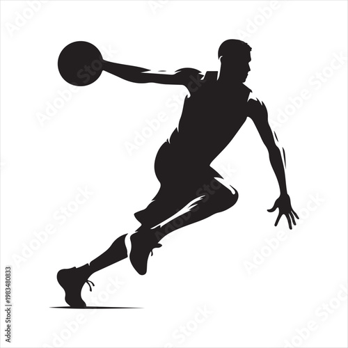 Basketball player abstract silhouette outline logo design concept illustration idea