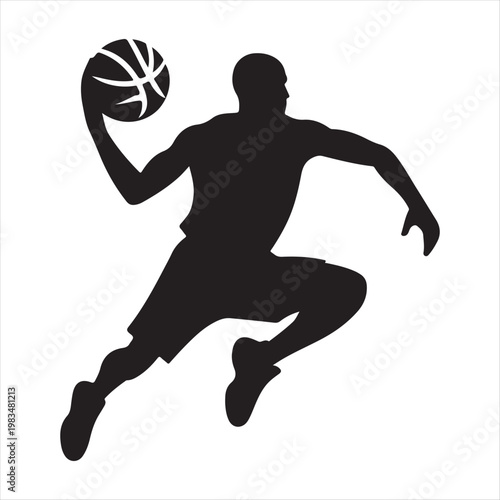 Basketball player abstract silhouette outline logo design concept illustration idea