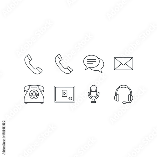 Set of professional communication icons for customer support and business