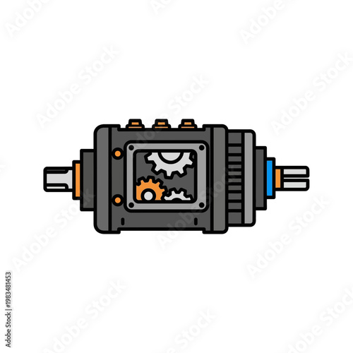 Industrial gearbox mechanism mechanical engineering schematic icon