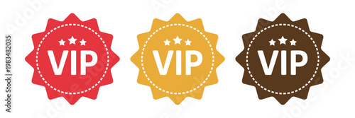 VIP text icon vector illustration star outline premium membership label luxury badge symbol design isolated on white background