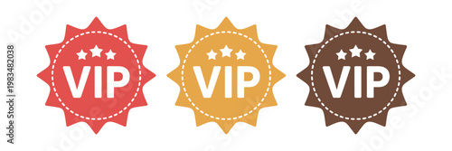 VIP text icon vector illustration star outline premium membership label luxury badge symbol design isolated on white background