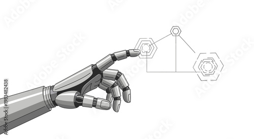 Robotic Hand Interacting with Digital Interface Elements