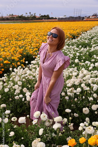 woman in flower field