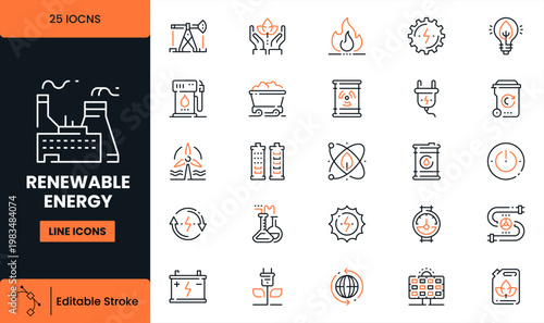 Renewable Energy Outline Icon Pack