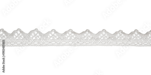 Fotografie White cotton lace trim, decorative lace border, sewing trimming isolated on transparent background