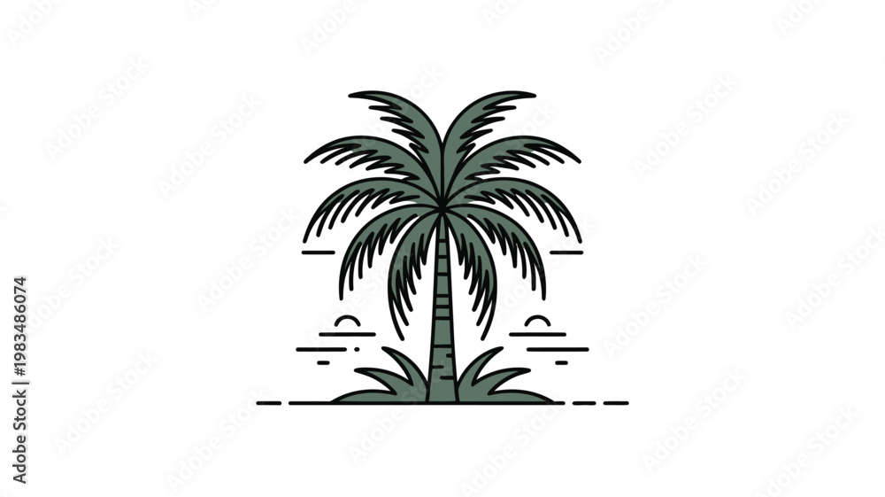 Fototapeta premium Palm Tree Icon Vector with Tropical Summer and Vacation Symbol