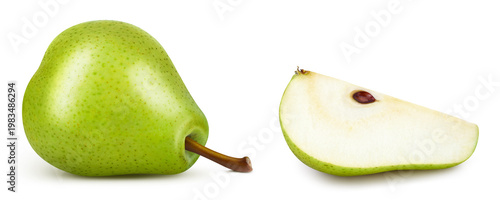 Fresh green pears isolated on white background