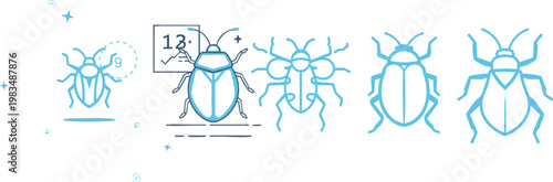 Minimal Vector Icon of Bug Report in Outline Style with Simple Insect Shape, Clean Line Art Software Error and Issue Tracking Symbol on White Background, Modern EPS Illustration for Debugging, QA, and