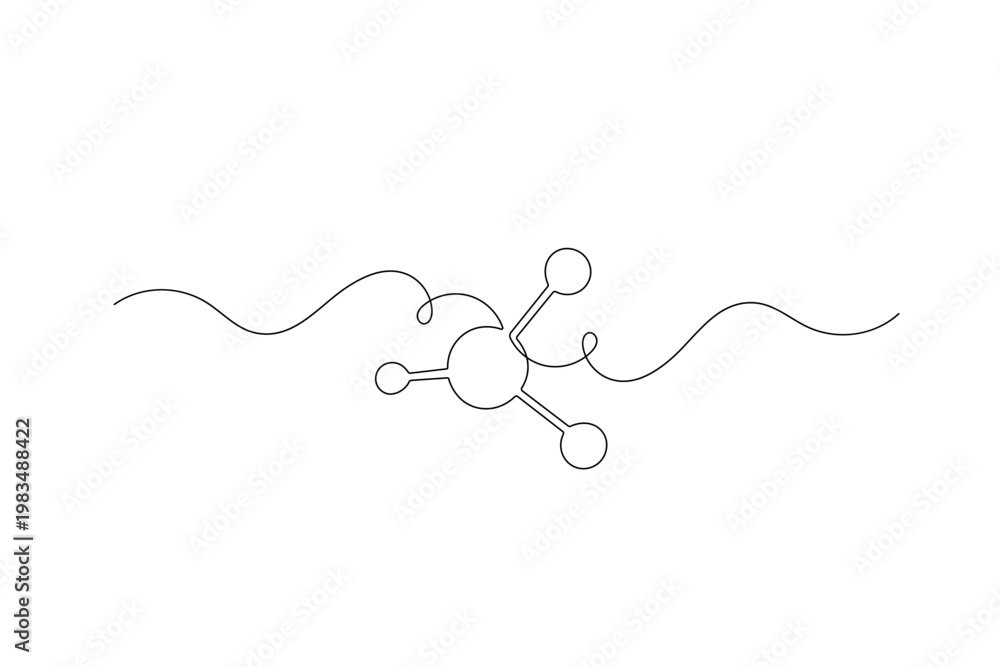 Fototapeta premium Minimalist single-line drawing of a molecular structure for science and technology design 