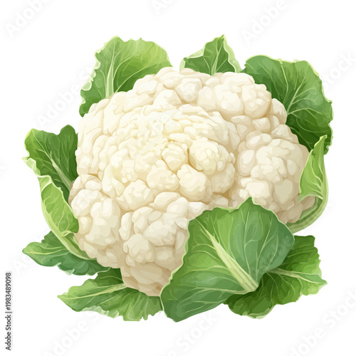 Cauliflower, rendered in a minimalist 2D flat vector icon style against a pure white backdrop