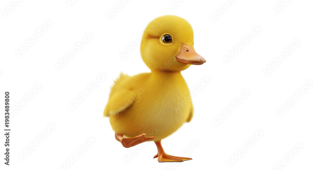 Fototapeta premium Cute yellow duckling walking
