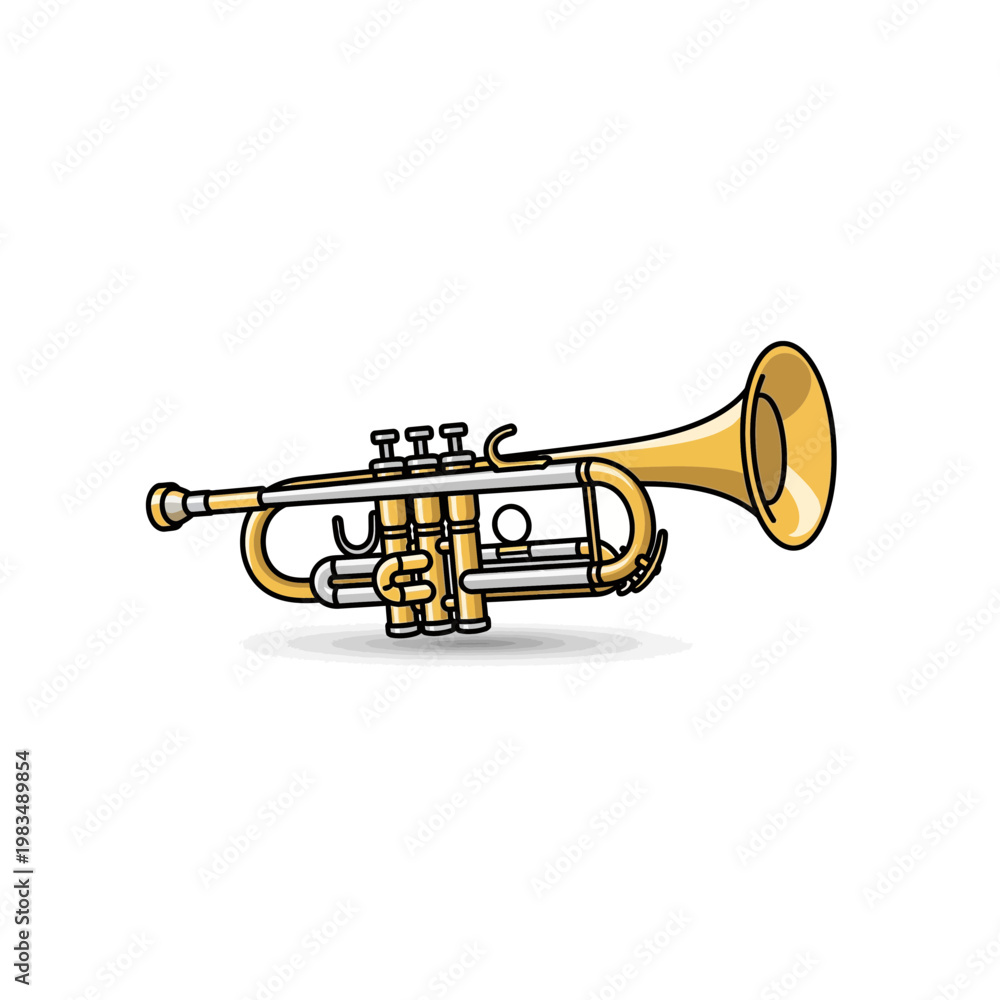 Fototapeta premium Detailed brass trumpet illustration