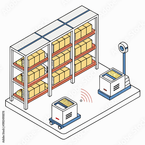 Automated warehouse with autonomous mobile robots and wireless connectivity for smart logistics operations supply chain mobile robot internet of things order fulfillment logistics wireless