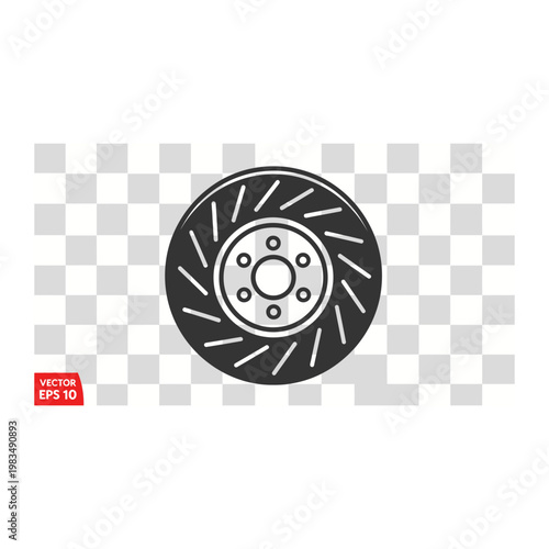 Automotive ventilated brake disc rotor icon graphic