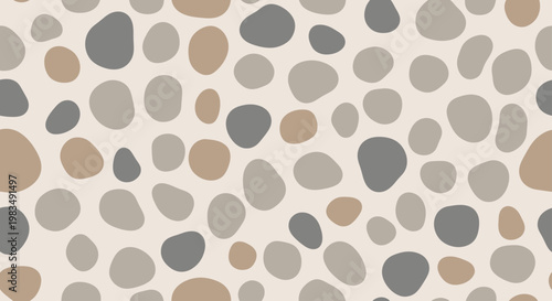 Foto Seamless pattern of scattered, rounded pebbles in earthy tones