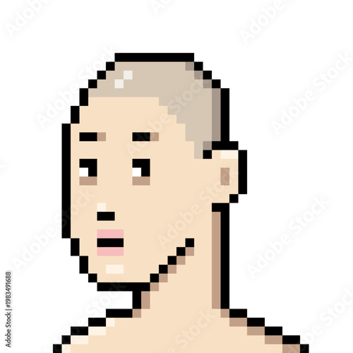 Vector Pixel Art Userpic of Woman with No Hair