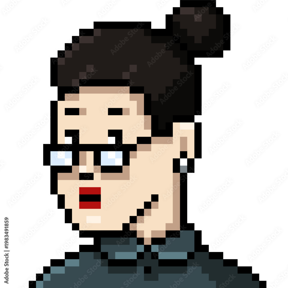 Fototapeta premium Vector Pixel Art Userpic of Woman in Glasses