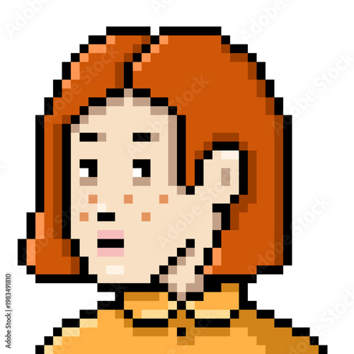 Vector Pixel Art Userpic of Woman With Bob Haircut