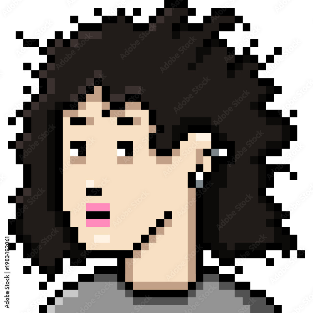 Fototapeta premium Vector Pixel Art Userpic of Woman with Messy Hair