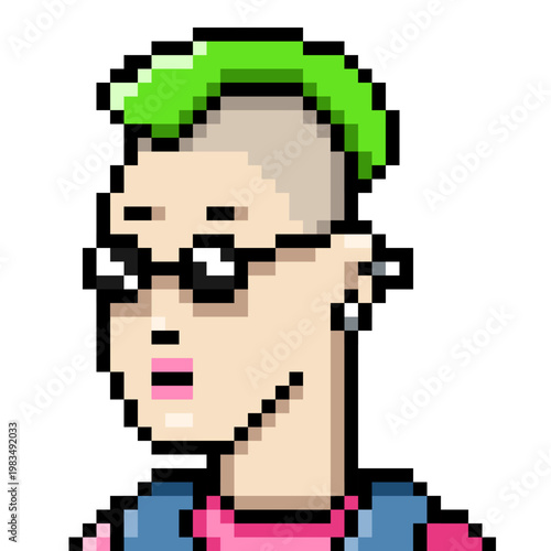 Vector Pixel Art Userpic of Woman with Mohawk