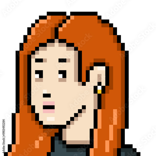 Vector Pixel Art Userpic of Woman with Long Hair