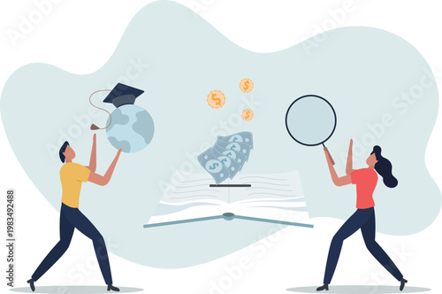 University, academy, school or college scholarship as financial funding for knowledge or future learning.person's life situation and his activities.
