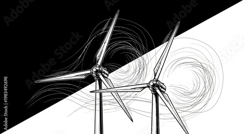 Wind turbines generating clean renewable energy.