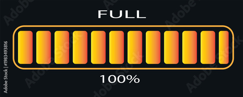 Vector illustration of orange gradient loading bar isolated on gray background for websites and graphic resources. Loading bar 100% loaded.