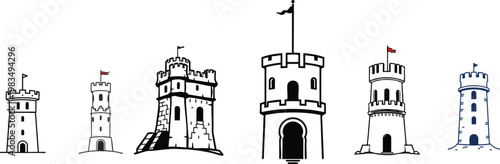 Palace icon element in flat simple style. Thin stroke editable icons