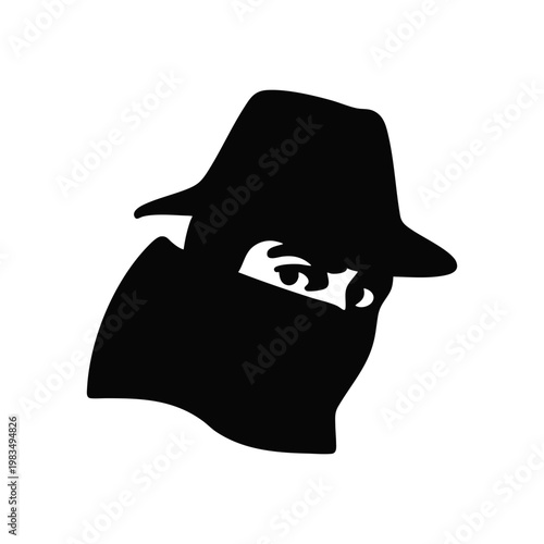 Spy with Hat Cartoon Character Illustration