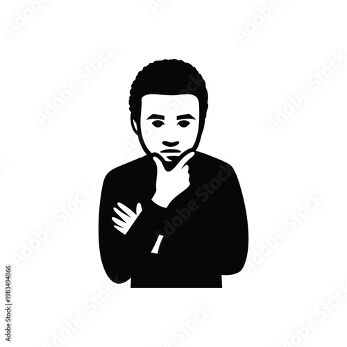 Thinking Man Cartoon Character Illustration