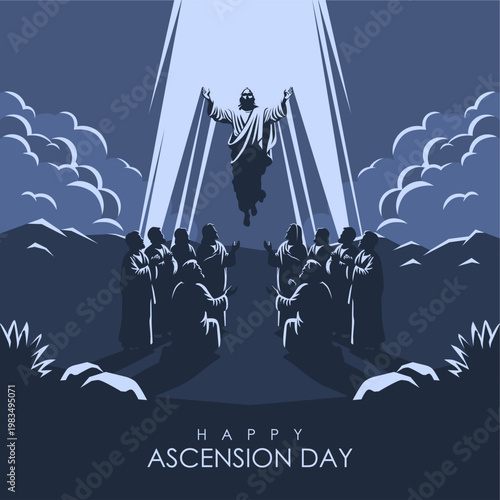 jesus christ ascension day poster template