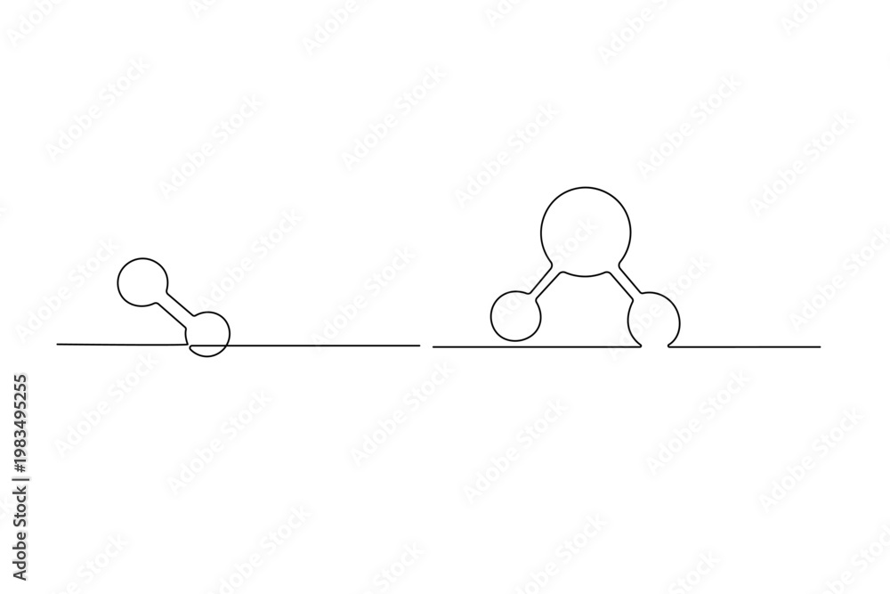 Fototapeta premium Minimalist single-line drawing of a molecular structure for science and technology design 