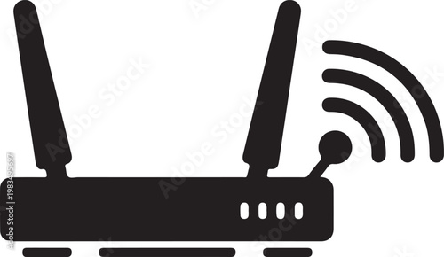 WiFi router icon set, wireless internet modem symbols, network hardware collection, Wireless Internet Signal Device.