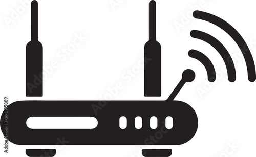 WiFi router icon set, wireless internet modem symbols, network hardware collection, Wireless Internet Signal Device.