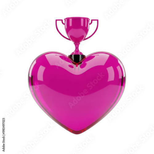 Shiny pink heart-shaped charm with a decorative red topper