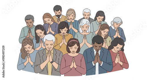 Diverse Group of People Praying Together