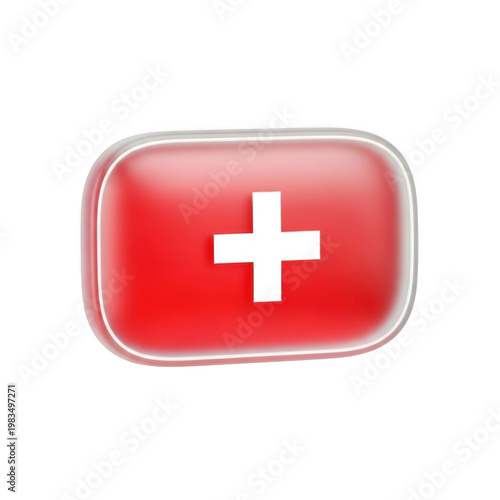 Swiss national flag icon with a white cross on a red background