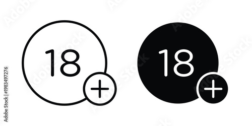 18 Plus icon outline pictogram. Flat Symbols.