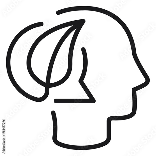 Εκτύπωση καμβά Dark lateral silhouette of a human cranium sprouting foliage, portraying ecological consciousness, sustainable mentality, botanical intellect, and holistic wellness through nature