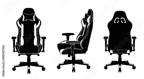 Silhouette of office chair in various positions.