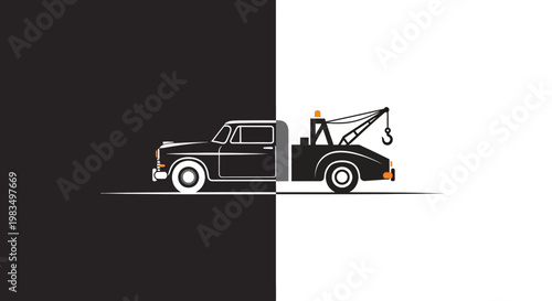 Tow truck vehicle graphic illustration.