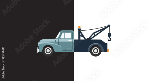 Flat design tow truck vehicle icon.