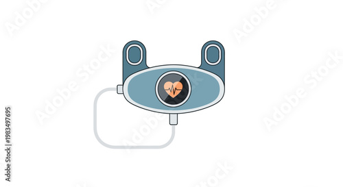 Modern Portable Heart Monitor Device with ECG Waveform and Cable