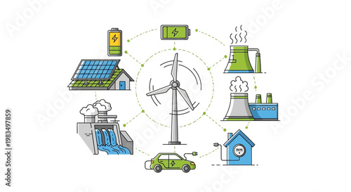 Renewable Energy Sources and Smart Grid Concept Illustration